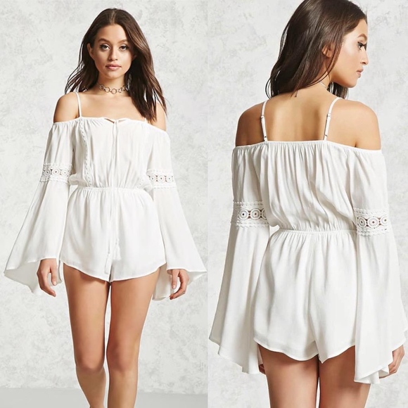 cold shoulder white jumpsuit